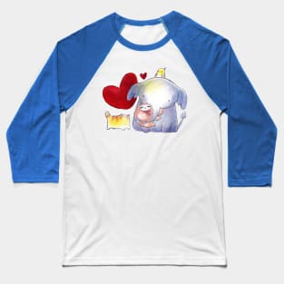 Cockatiel Elephant and Cat Love Baseball T-Shirt